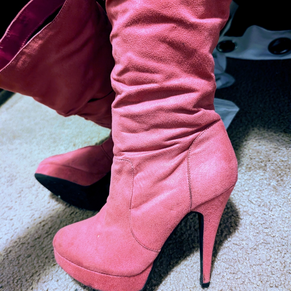 Elegant Pink High Heel Boots